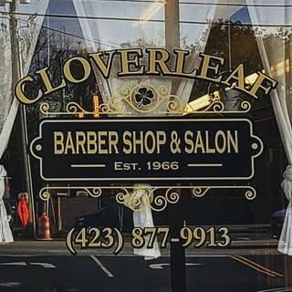 The Gold-Leaf Window at Cloverleaf Barber Shop & Salon, Hixson TN